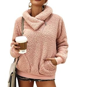 Pink Sherpa Pullover Sweater
